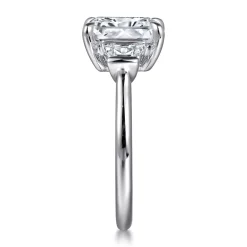 Best Gabriel & Co. Kenia - 14K White Gold Radiant Cut Three Stone Diamond Engagement Ring