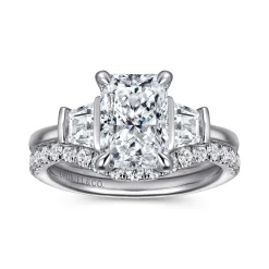 Best Gabriel & Co. Kenia - 14K White Gold Radiant Cut Three Stone Diamond Engagement Ring