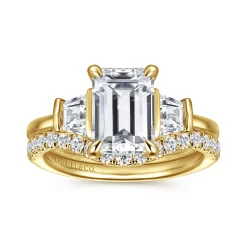 Online Gabriel & Co. Kenia - 14K Yellow Gold Emerald Cut Three Stone Diamond Engagement Ring