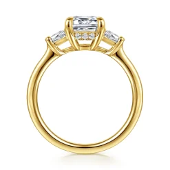 Online Gabriel & Co. Kenia - 14K Yellow Gold Emerald Cut Three Stone Diamond Engagement Ring