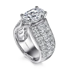 Discount Gabriel & Co. Kera - 14K White Gold Oval Wide Band Diamond Engagement Ring