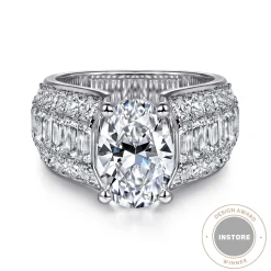 Discount Gabriel & Co. Kera - 14K White Gold Oval Wide Band Diamond Engagement Ring
