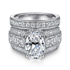 Discount Gabriel & Co. Kera - 14K White Gold Oval Wide Band Diamond Engagement Ring