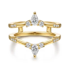 Best Gabriel & Co. Kiara - 14K Yellow Gold Prong set Pear and Round Diamond Ring Enhancer - 0.5 ct
