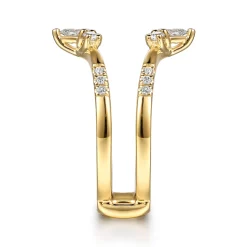 Best Gabriel & Co. Kiara - 14K Yellow Gold Prong set Pear and Round Diamond Ring Enhancer - 0.5 ct