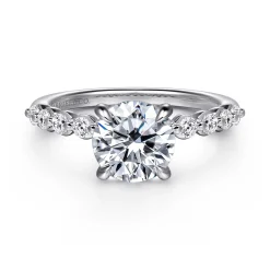 Hot Gabriel & Co. Kim - 14K White Gold Round Diamond Engagement Ring