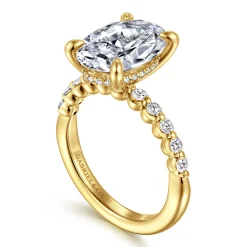 New Gabriel & Co. Kim - 14K Yellow Gold Oval Diamond Engagement Ring