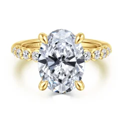 New Gabriel & Co. Kim - 14K Yellow Gold Oval Diamond Engagement Ring