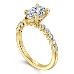 Sale Gabriel & Co. Kim - 14K Yellow Gold Pear Shape Diamond Engagement Ring
