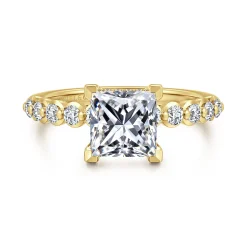 Best Gabriel & Co. Kim - 14K Yellow Gold Princess Cut Diamond Engagement Ring