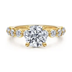 Best Gabriel & Co. Kim - 14K Yellow Gold Round Diamond Engagement Ring