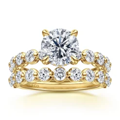 Best Gabriel & Co. Kim - 14K Yellow Gold Round Diamond Engagement Ring