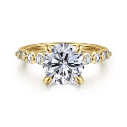 New Gabriel & Co. Kim - 14K Yellow Gold Round Diamond Engagement Ring