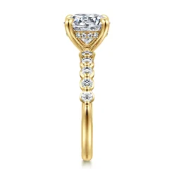 New Gabriel & Co. Kim - 14K Yellow Gold Round Diamond Engagement Ring