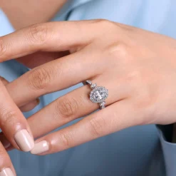 Online Gabriel & Co. Kinsley - Vintage Inspired 14K White Gold Fancy Halo Oval Diamond Engagement Ring