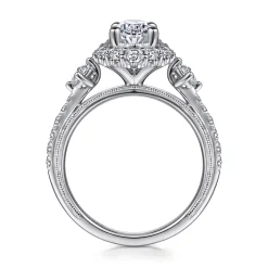 Online Gabriel & Co. Kinsley - Vintage Inspired 14K White Gold Fancy Halo Oval Diamond Engagement Ring