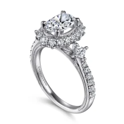 Online Gabriel & Co. Kinsley - Vintage Inspired 14K White Gold Fancy Halo Oval Diamond Engagement Ring
