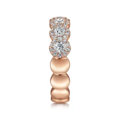 Clearance Gabriel & Co. Kios - 14K Rose Gold Round Diamond Halo Anniversary Band - 0.95 ct