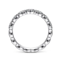 Outlet Gabriel & Co. Kios - 14K White Gold Round Diamond Halo Anniversary Band - 0.95 ct