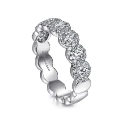Outlet Gabriel & Co. Kios - 14K White Gold Round Diamond Halo Anniversary Band - 0.95 ct