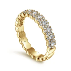 New Gabriel & Co. Kios - 14K Yellow Gold Round Diamond Halo Anniversary Band - 0.55 ct