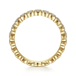New Gabriel & Co. Kios - 14K Yellow Gold Round Diamond Halo Anniversary Band - 0.55 ct