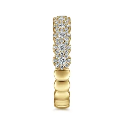 New Gabriel & Co. Kios - 14K Yellow Gold Round Diamond Halo Anniversary Band - 0.55 ct