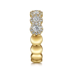 Outlet Gabriel & Co. Kios - 14K Yellow Gold Round Diamond Halo Anniversary Band - 0.95 ct