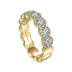 Outlet Gabriel & Co. Kios - 14K Yellow Gold Round Diamond Halo Anniversary Band - 0.95 ct
