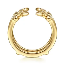 New Gabriel & Co. Kiss - 14K Yellow Gold Prong set Diamond Ring Enhancer - 0.08 ct