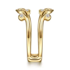 New Gabriel & Co. Kiss - 14K Yellow Gold Prong set Diamond Ring Enhancer - 0.08 ct