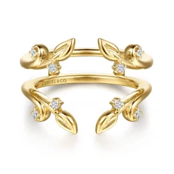 New Gabriel & Co. Kiss - 14K Yellow Gold Prong set Diamond Ring Enhancer - 0.08 ct