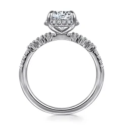 Hot Gabriel & Co. Kitty - 14K White Gold Round Hidden Halo Diamond Engagement Ring
