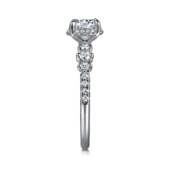 Hot Gabriel & Co. Kitty - 14K White Gold Round Hidden Halo Diamond Engagement Ring