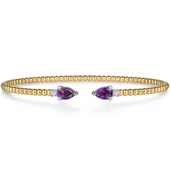 New Gabriel & Co. 14K Mix of White and Yellow Gold AM - Amethyst Bangle
