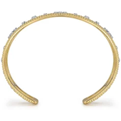 Best Gabriel & Co. 14K Mix of White and Yellow Gold Diamond Bangle