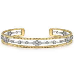 Best Gabriel & Co. 14K Mix of White and Yellow Gold Diamond Bangle