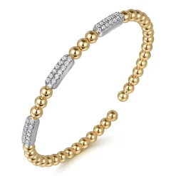 Best Gabriel & Co. 14K Mix of White and Yellow Gold Diamond Bangle