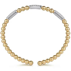 Best Gabriel & Co. 14K Mix of White and Yellow Gold Diamond Bangle