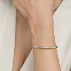 Hot Gabriel & Co. 14K Mix of White and Yellow Gold Diamond Bangle