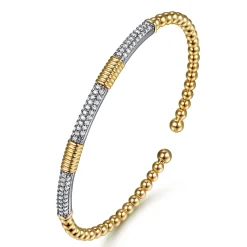 Hot Gabriel & Co. 14K Mix of White and Yellow Gold Diamond Bangle