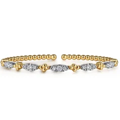 Best Gabriel & Co. 14K Mix of White and Yellow Gold Diamond Bangle