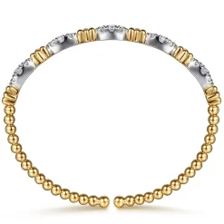 Best Gabriel & Co. 14K Mix of White and Yellow Gold Diamond Bangle
