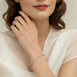 Best Gabriel & Co. 14K Mix of White and Yellow Gold Diamond Bangle