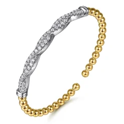 Best Gabriel & Co. 14K Mix of White and Yellow Gold Diamond Bangle