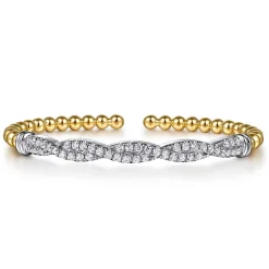 Best Gabriel & Co. 14K Mix of White and Yellow Gold Diamond Bangle