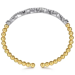 Best Gabriel & Co. 14K Mix of White and Yellow Gold Diamond Bangle