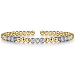 Clearance Gabriel & Co. 14K Mix of White and Yellow Gold Diamond Bangle
