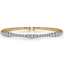 Discount Gabriel & Co. 14K Mix of White and Yellow Gold Diamond Bangle