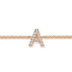 Online Gabriel & Co. 14K Pink Gold Diamond A Initial Chain Bracelet